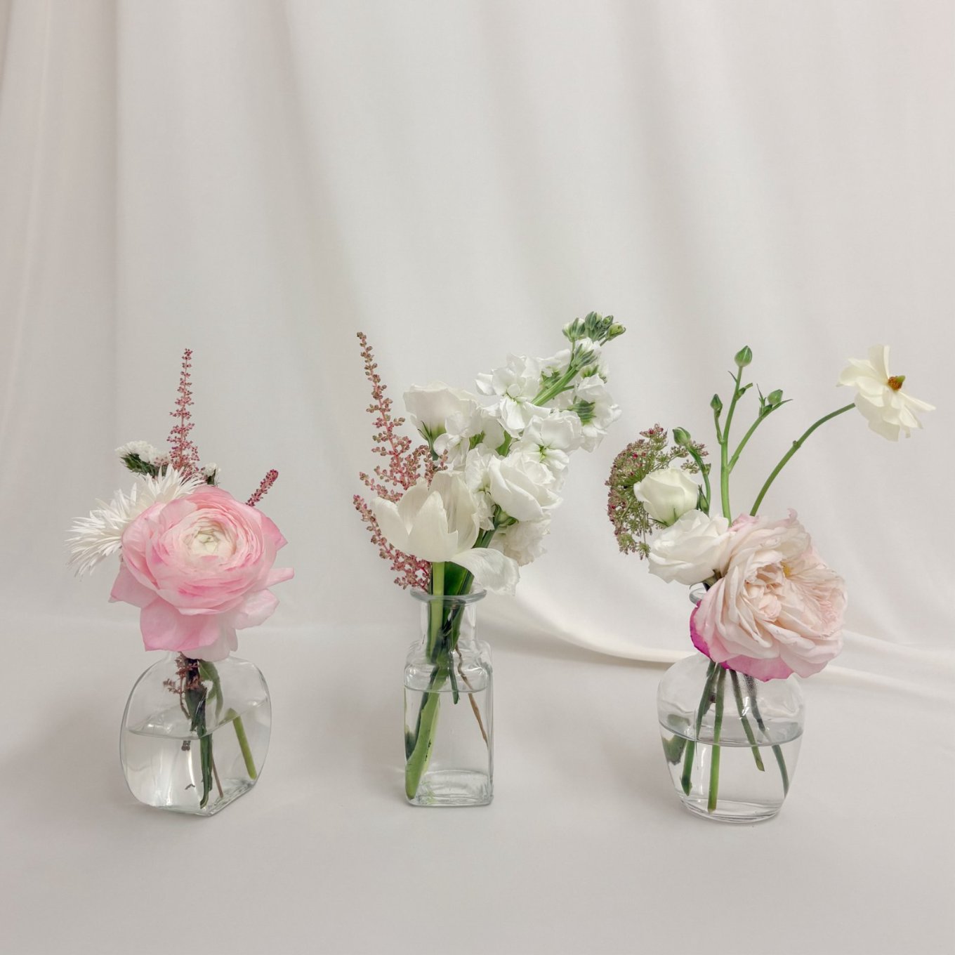 Three bud vases